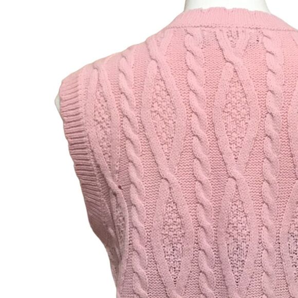 Cloud Season Pink Knit Pearl Embellished Sleeveless Sweater Vest Size Small - Picture 9 of 10